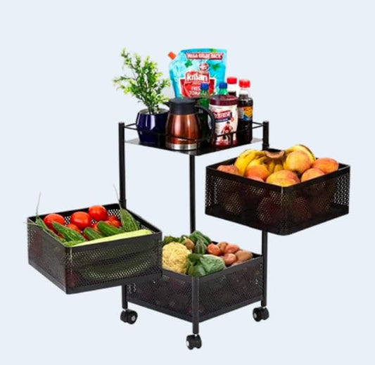Iron (M.S) 3 Layer Vegetable (Multipurpose Office Organizer) Trolley